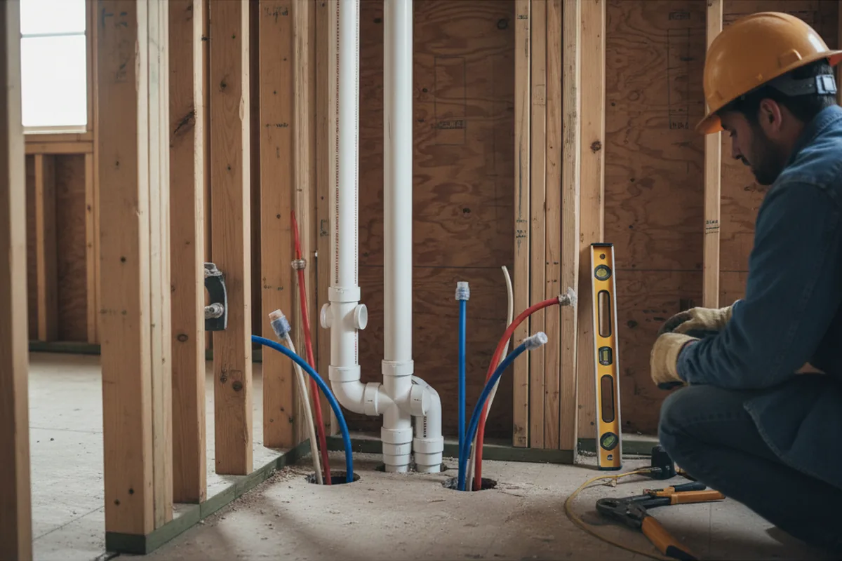 Drain and supply rough-in during Sump Pump Repair in Mount Union