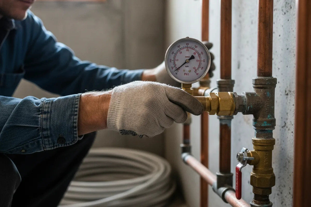 Pressure testing a repaired line during Water Line Repair in Mount Union